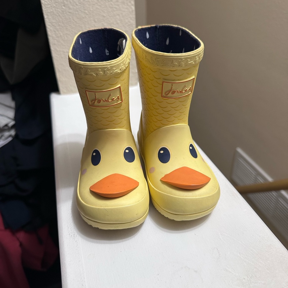 Joules Yellow Duck Kids Rain Boots